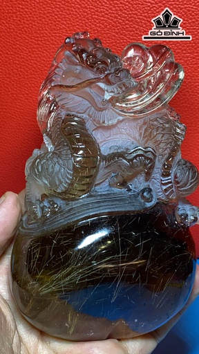 Tác Phẩm Rồng Đá Thạch Anh Tóc Vàng Cao 236 Ngang 83 Sâu 40 (mm) 488g