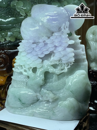 Tác Phẩm Sơn Thủy Đá Cẩm Thạch Cao 140 Ngang 111 Sâu 35,5 (mm) 903g