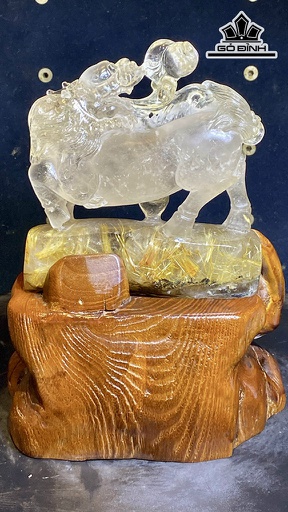 Tác Phẩm Tỳ Hưu Đá Thạch Anh Tóc Vàng Cao 145 Ngang 126 Sâu 31 (mm) 699,9g