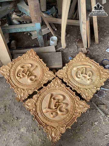 Tranh Chữ Phúc Lộc Thọ Gỗ Pơ Mu  Vuông 50 Dày 4 (cm)