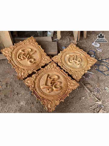 Tranh Chữ Phúc Lộc Thọ Gỗ Pơ Mu  Vuông 50 Dày 3.5 (cm)