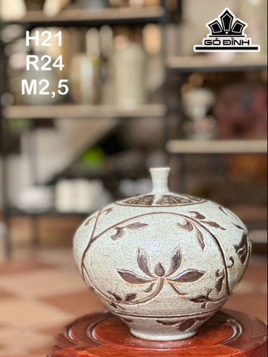 Bình Hút Lộc Vẽ Hoa Sen Cao 21 Miệng 2,5 (cm)