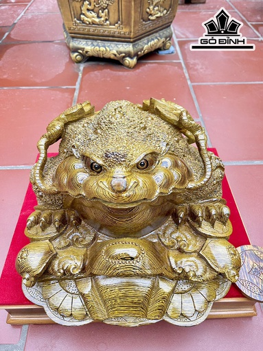 Tượng Thiềm Thừ Gỗ Mun Đuôi Công Cao 28 Ngang 38 Sâu 47 (cm)