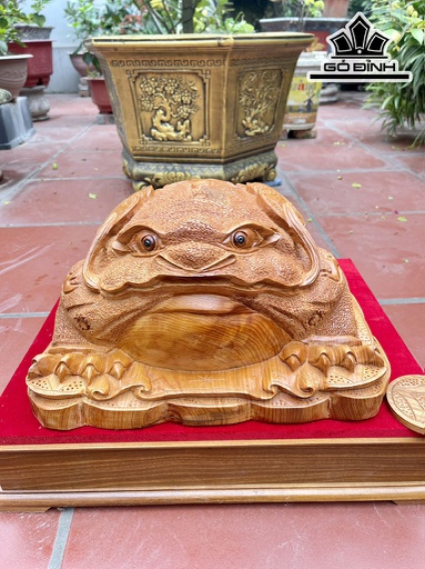 Tượng Thiềm Thừ Gỗ Ngọc Am Cao 20 Ngang 40 Sâu 38 (cm)