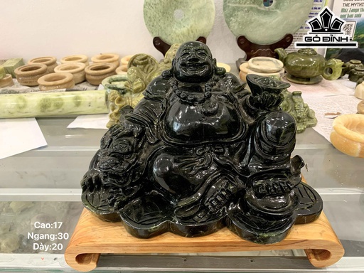 Tượng Di Lặc Đá Serpentine Cao 17 Ngang 30 Sâu 20 (cm)