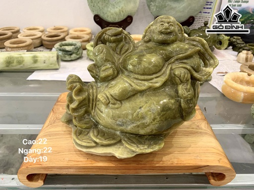 Tượng Di Lặc Đá Serpentine Cao 22 Ngang 22 Sâu 19 (cm)