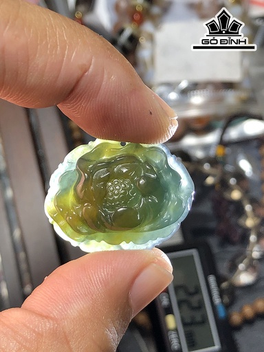 Mặt Dây Chuyền Hoa Mẫu Đơn Đá Cẩm Thạch Cao 22,7 Ngang 28,5 Sâu 8,9 (mm) 8,5g