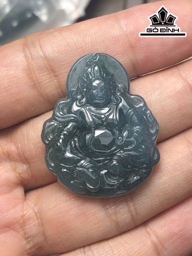 Mặt Dây Chuyền Hoàng Thần Tài Đá Cẩm Thạch Cao 36 Ngang 29,3 Sâu 6,4 (mm) 11g