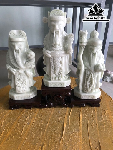 Bộ Tam Đa Phúc Lộc Thọ Đá Canxit Vân Xanh Cao 20 (cm)