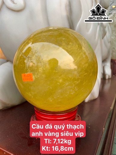 Bi Cầu Đá Thạch Anh Vàng Đường Kính Hạt 16,8 (cm) 7,12kg