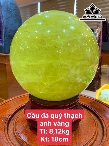 Bi Cầu Đá Thạch Anh Vàng Đường Kính Hạt 18 (cm) 8,12kg
