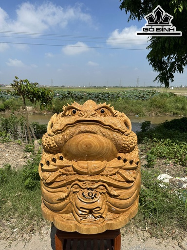 Tượng Thiềm Thừ Gỗ Cẩm Vàng Cao 60 Ngang 60 Sâu 60 (cm)