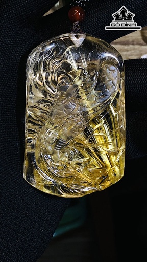 Mặt Dây Chuyền  Long Vương Đá Thạch Anh Tóc Vàng Cao 64,8 Ngang 40 Sâu 16,6 (mm) 73,9g