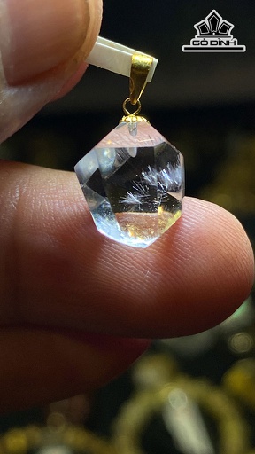 Mặt Dây Chuyền Đá Thạch Anh Tóc Xanh Cao 12,6 Ngang 9,3 (mm) 1,6g