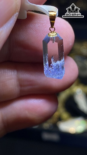 Mặt Dây Chuyền Đá Thạch Anh Tóc Xanh Cao 15 Ngang 6 (mm) 1,1g