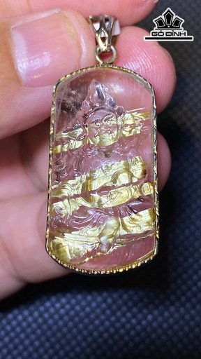 Mặt Dây Chuyền Hoàng Thần Tài Bảo Thiên Đá Thạch Anh Tóc Vàng Cao 35 Ngang 18 Sâu 8 (mm) 10,6g