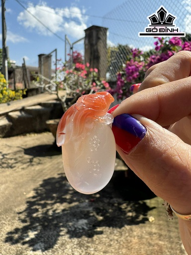 Mặt Dây Chuyền Hỷ Tước Đá Mã Não Nam Hồng Cao 33,9 Ngang 22 Sâu 8,6 (mm) 11g