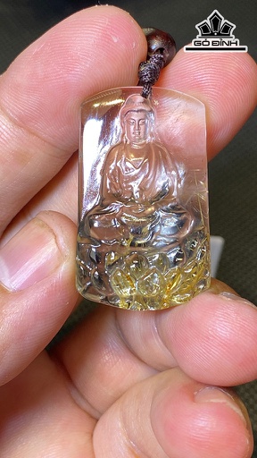 Mặt Dây Chuyền Như Lai Đại Nhật Đá Thạch Anh Tóc Vàng Cao 35 Ngang 21 Sâu 9 (mm) 14g