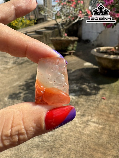 Mặt Dây Chuyền Thỏ Băng Đá Mã Não Nam Hồng Cao 27,6 Ngang 17,7 Sâu 9,9 (mm) 8,7g