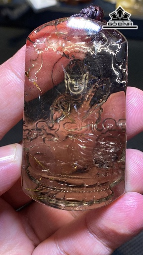 Mặt Dây Chuyền Văn Thù Bồ Tát Đá Thạch Anh Tóc Vàng Cao 60 Ngang 33,6 Sâu 13,5 (mm) 50g