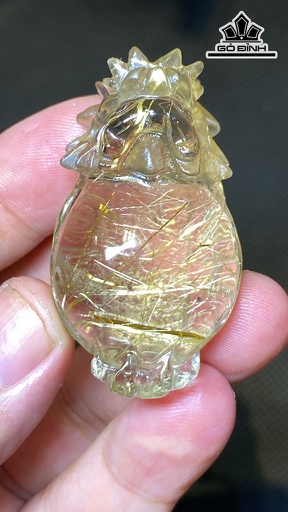 Tác Phẩm Long Quy Đá Thạch Anh Tóc Vàng Cao 48,7 Ngang 27 Sâu 24 (mm) 33,7g