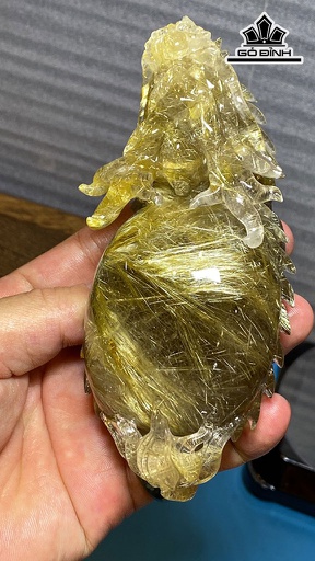 Tác Phẩm Long Quy Đá Thạch Anh Tóc Vàng Cao 133,3 Ngang 61 Sâu 45,3 (mm) 363,6g