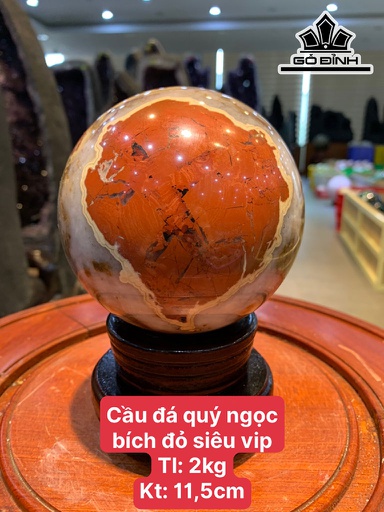 Bi Cầu Đá Ngọc Bích Đỏ (Nephrite Jade) Đường Kính Hạt 11,5 (cm) 2kg