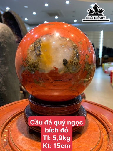 Bi Cầu Đá Ngọc Bích Đỏ (Nephrite Jade) Đường Kính Hạt 15 (cm) 5,9kg