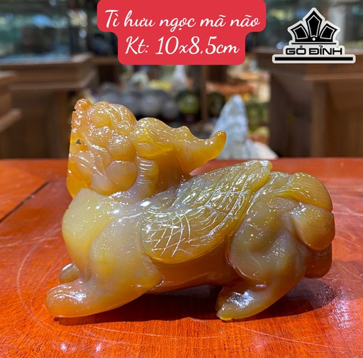 Tác Phẩm Tỳ Hưu Đá Mã Não Cao 10 Ngang 8,5 (cm)