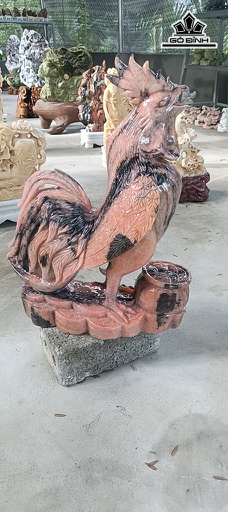 Tượng Gà Đá Canxit Đa Sắc Cao 58 Ngang 45 (cm) 32kg