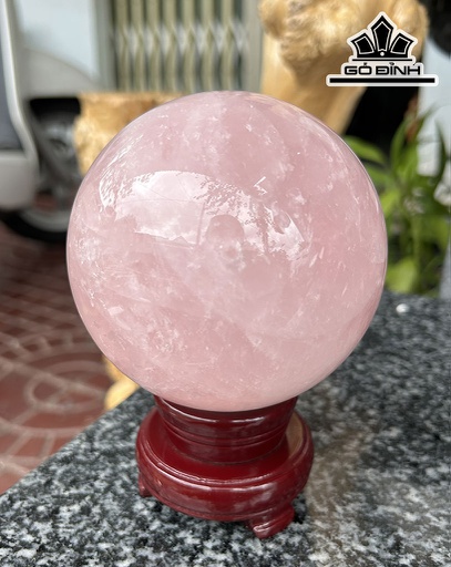 Bi Cầu Đá Thạch Anh Hồng Đường Kính Hạt 9 (cm) 1,6kg