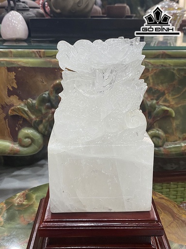 Ấn Rồng Đá Thạch Anh Trắng Cao 18,5 Ngang 11 Sâu 11 (cm) 3,85kg