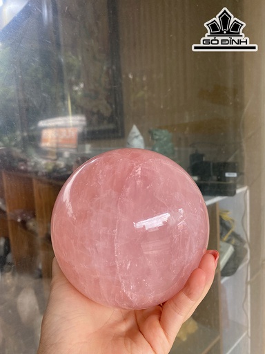 Bi Cầu Đá Thạch Anh Hồng Đường Kính Hạt 12 (cm) 2,81kg