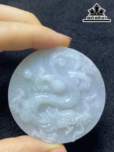Ngọc Bội Nhất Long Vờn Ngọc Đá Cẩm Thạch Đường Kính 5,2 (cm)