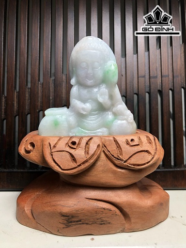 Tác Phẩm Tiểu Phật Đá Cẩm Thạch Cao 64,5 Ngang 61,5 Sâu 14,7 Cả Đế Cao 112 (mm) 92g