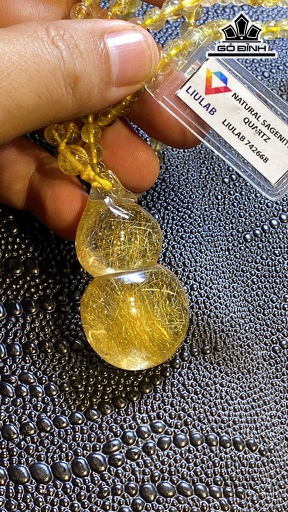 Mặt Dây Chuyền Hồ Lô Đá Thạch Anh Tóc Vàng Cao 49,92 Ngang 28,55 Sâu 15,34 (mm) 243,16cts