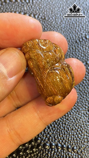 Mặt Dây Chuyền Tỳ Hưu Đá Thạch Anh Tóc Nâu Cao 33,8 Ngang 19 Sâu 16,6 (mm) 18g