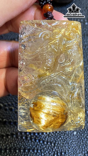 Rồng Đá Thạch Anh Tóc Vàng Cao 61,6 Ngang 36,6 Sâu 21,6 (mm) 75g