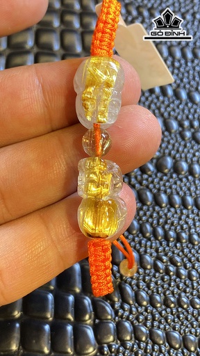 Vòng Tay Tỳ Hưu Đá Thạch Anh Tóc Vàng Cao 18 Ngang 11 Sâu 9 (mm) 7,6g