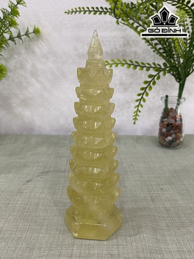 Bảo Tháp Đá Thạch Anh Vàng Cao 18 (cm)
