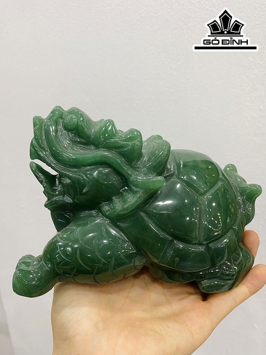 Tác Phẩm Long Quy Đá Thạch Anh Xanh Cao 16 Ngang 11 Sâu 9 (cm) 1,88kg