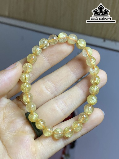 Vòng Tay Đá Thạch Anh Tóc Vàng Đường Kính Hạt 7 (mm)