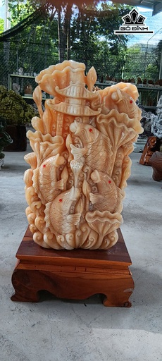 Tác Phẩm Cá Chép Vượt Vũ Môn Đá Ngọc Hoàng Long Cao 72 Ngang 38 (cm) 32kg