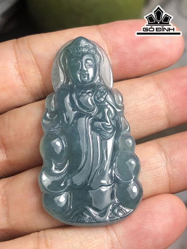 Mặt Dây Chuyền Quan Âm Đá Cẩm Thạch Cao 52 Ngang 27 Sâu 4,3 (mm) 10g