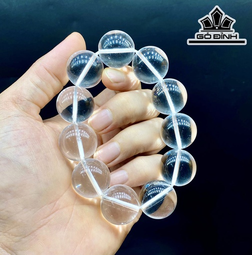 Vòng Tay Đá Thạch Anh Trắng 11 Viên Đường Kính 21,6 (mm)