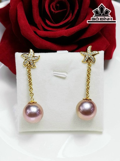 Bông Tai Ngọc Trai Tròn Size 10 li (Chế Tác Vàng)