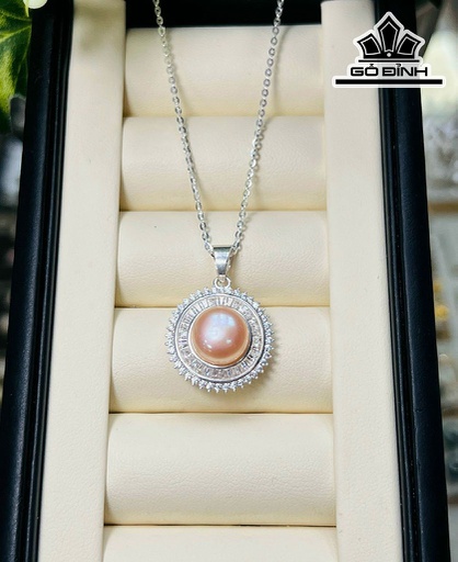 Dây Chuyền Ngọc Trai Bán Cầu Cam Size 9 li