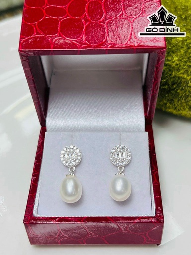 Hoa Tai Ngọc Trai Giọt Nước Size 7-8 li