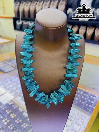 Dây Chuyền Ngọc Trai Thô Màu Xanh