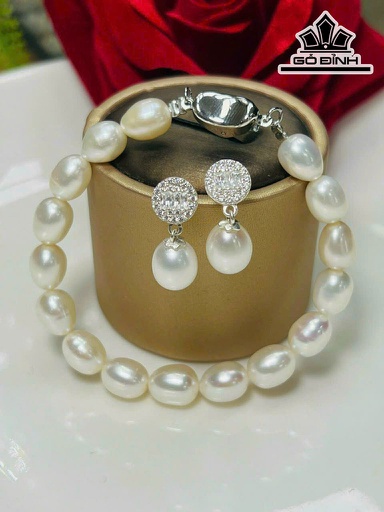 Set 2 Món Vòng Tay Ngọc Trai Giọt Nước Trắng